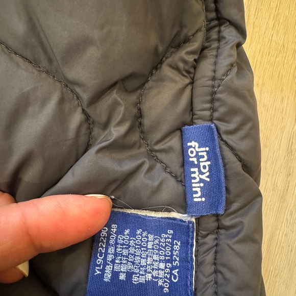 JNBY Kids 2t down Jacket with fleece Hood - Brown and Blue - Picture 2 of 4